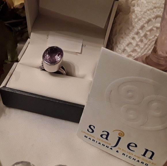 SAJEN DESIGNER 925 SOLID STERLING AMYTHIST RING - Picture 5 of 14